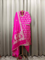 FUCHSIA  BANARSI SILK KURTA SET