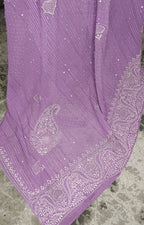 Lavender Georgette Chikankari Kurta Set With Heavy Embellishments