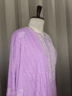 Lavender Georgette Chikankari Kurta Set With Heavy Embellishments