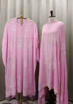 Petal Pink Georgette Kurta Set With Beautifully Done Chikankari