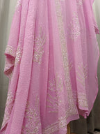 Petal Pink Georgette Kurta Set With Beautifully Done Chikankari