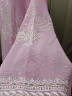 Petal Pink Georgette Kurta Set With Beautifully Done Chikankari